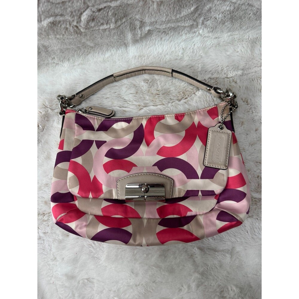 VTG Coach Y2K Multicolor Kristin Pink Purple Purse Hobo Bag Multicolor Chain